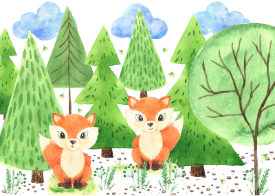 Детски Флис Фототапет Forest animals Горски животни