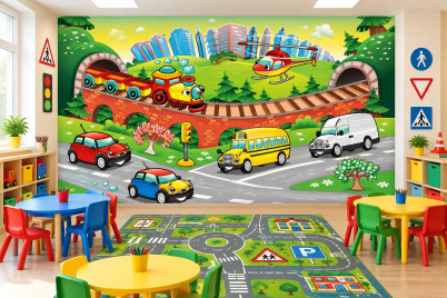 Детски Флис Фототапет SPEED ZONE KIDS  Веселите колички