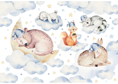 Детски Флис Фототапет Животинчетата спят...сладки сънища!