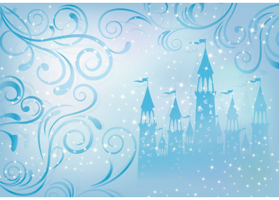 Детски Флис Фототапет PRINCESSES- Приказен замък синьо