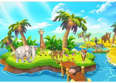 Детски Флис Фототапет JUNGLE Животните 