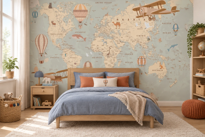 Детски Фототапет KIDS WORLD- Карта за пътешествия