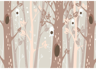 Детски Флис Фототапет Forest animals Горските къщички