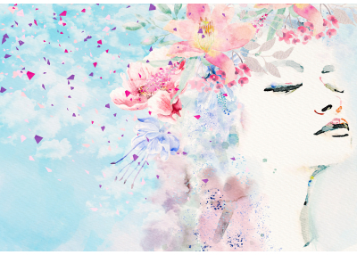 Флис Фототапет Образ, лице на жена, акварел