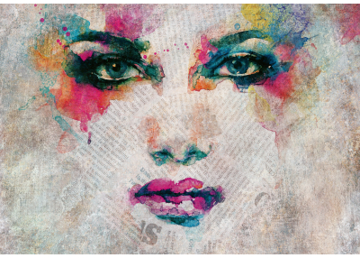 Флис Фототапет Лице на жена, абстрактна рисунка