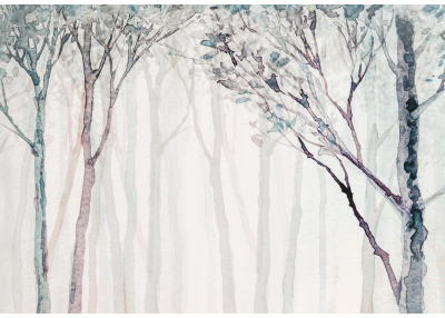 Флис Фототапет Гора, стилизирана рисунка, акварел