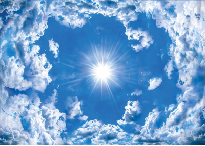 Фототапет Слънце в облаци ( за стени и таван)