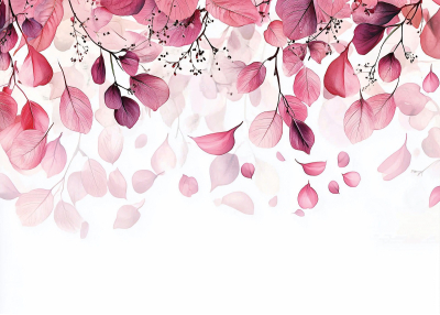 Флис Фототапет Композиция от листа розово
