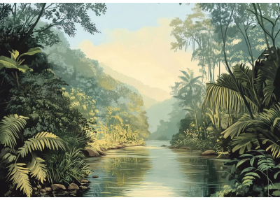 Флис Фототапет Природа акварел