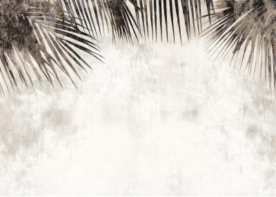 Флис Фототапет Дизайн на стена с винтидж основа и палмови листа