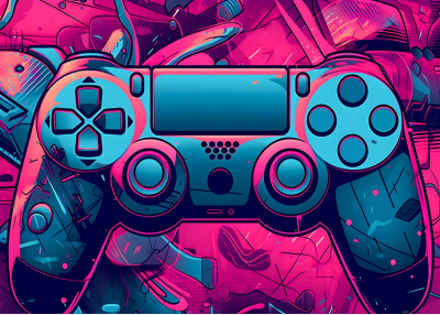 Фототапет Неонов геймърски контролер – модерен арт