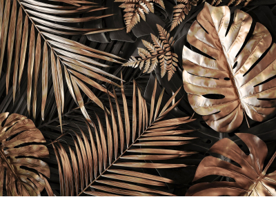 Фототапет Златни тропически листа