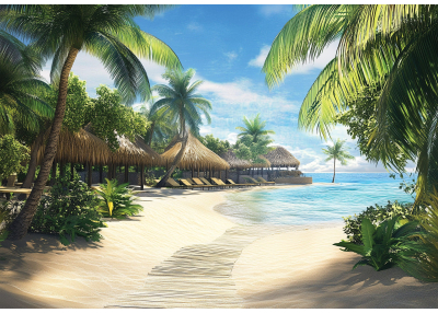 Фототапет Тропически плаж с палми