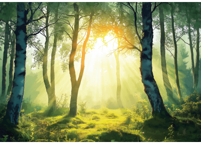 Фототапет Слънчева гора, художествен стил