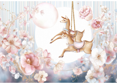 Фототапет Сърнички на люлка, художествен стил