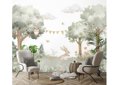 Детски Флис Фототапет Forest animals Горски животни