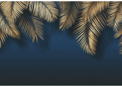 Флис Фототапет LEAVES художествено 3D пано листа синьо