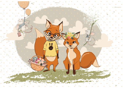Детски Флис Фототапет Little friends, Семейство FOX