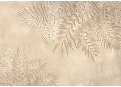 Флис Фототапет Дизайн на стена с нежни листа, винтидж стил