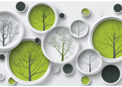 Флис Фототапет ЗD композиция с кръгове 