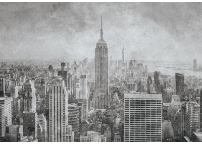 Флис Фототапет Силует на Ню Йорк и Емпайър Стейт Билдинг- изтъркан ефект